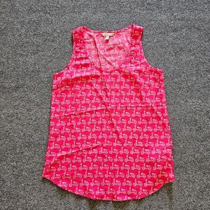 Banana Republic Top Shirt Womens XS Pink Vespa Print Sleeveless Career Casual